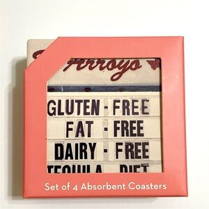 New EL ARROYO Funny Absorbent Coasters White Black Street Signage